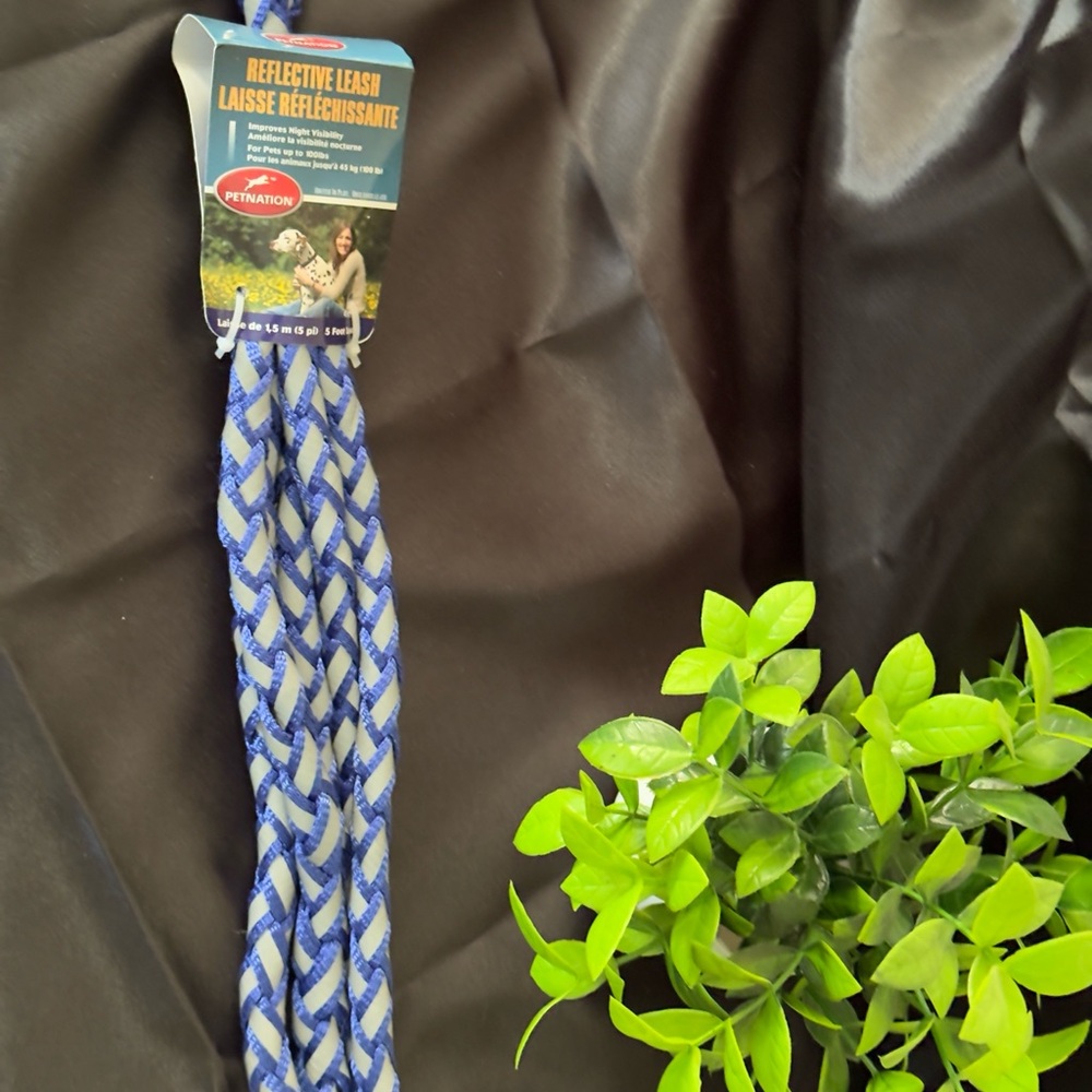 Reflective Dog Leash - Blue and White